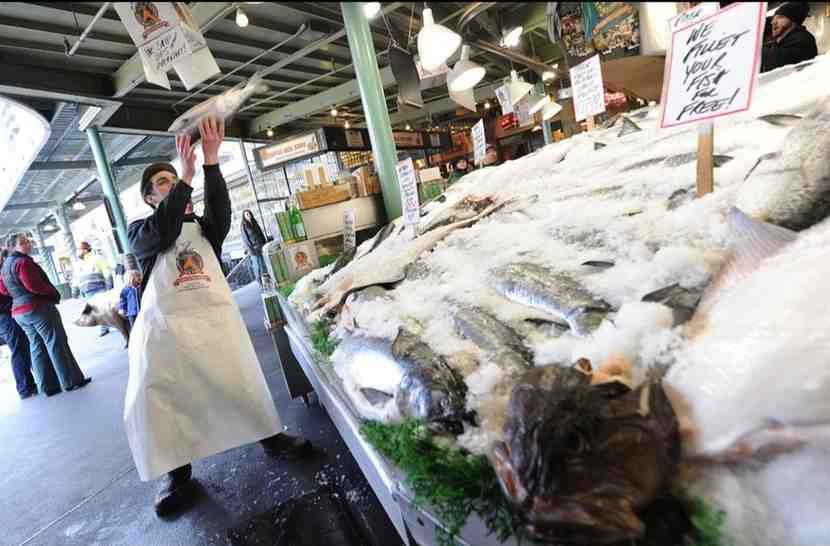 Pike Place Market Seattle fish thrown